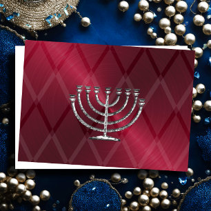 Silver Menorah Hanukkah-kort Helgkort