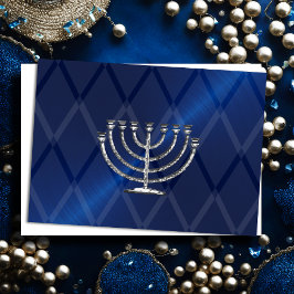 Silver Menorah Hanukkah-kort Helgkort