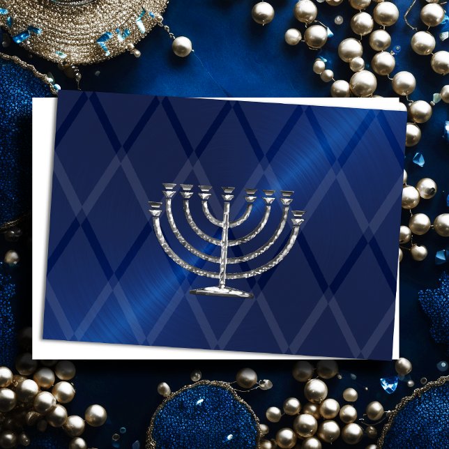 Silver Menorah Hanukkah-kort Helgkort (Skapare uppladdad)