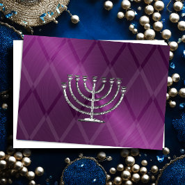 Silver Menorah Hanukkah-kort Helgkort