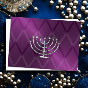 Silver Menorah Hanukkah-kort Helgkort