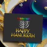 Silver Menorah Rainbow Flames Lycklig Hanukkah Helgkort<br><div class="desc">Helgdag temaobjekt designade av Umua. Tryckt och avsänt av Zazzle eller deras närstående företag.</div>