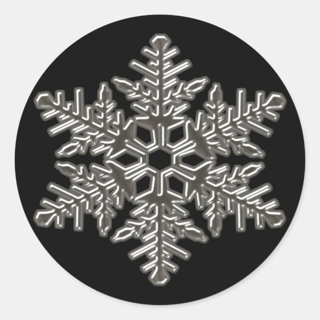 Silver Metall Deco Snö Fall Snöflingor Runt Klistermärke (Framsida)