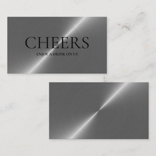 Silver Metall Effekt Gratis Dryck Biljettkort Tilläggskort (Fram/baksida)