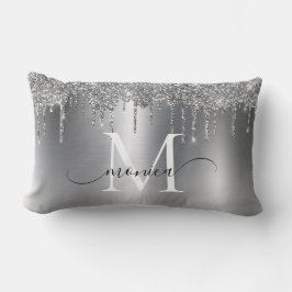 Silver Metall Glitter driver Monogram Namn Lumbarkudde