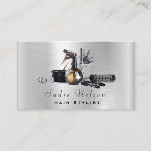 Silver Metall Hair stylist Salon Verktyg Beauty Visitkort