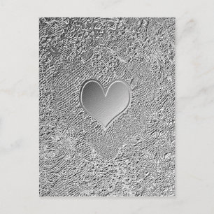 Silver Metall Heart Vykort