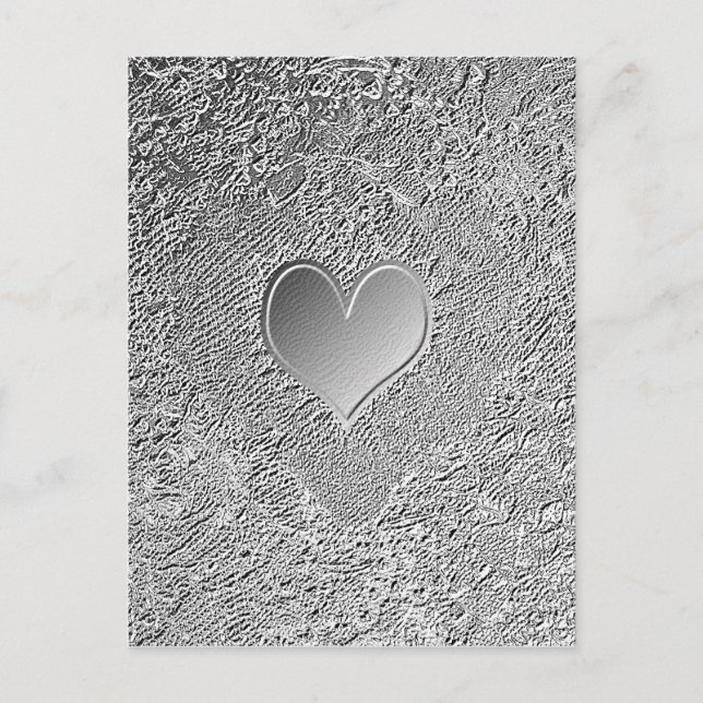 Silver Metall Heart Vykort (Framsida)
