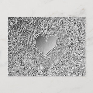 Silver Metall Heart Vykort