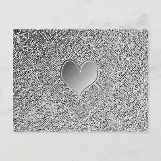 Silver Metall Heart Vykort