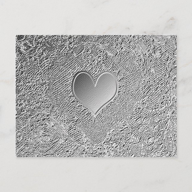 Silver Metall Heart Vykort (Framsida)