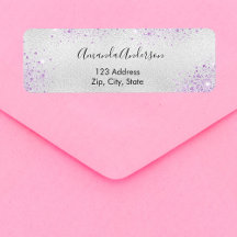 Silver metall lila glitterdamm returadress