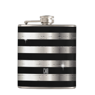 Silver Metall och Svarta Rand   DIY Monogram Fickplunta