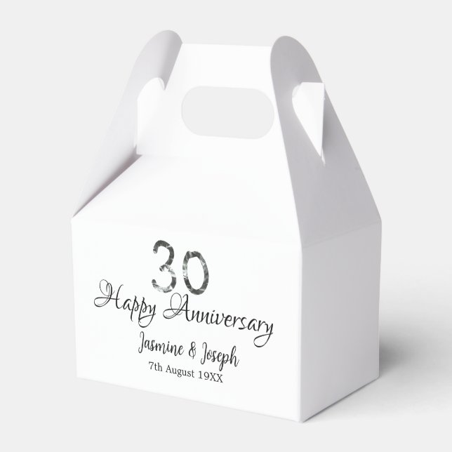 Silver Metallic 30:e Lycklig-årsdagen, lägg till n Presentaskar (Framsidan Sidan)