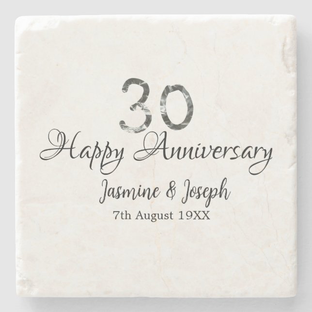 Silver Metallic 30:e Lycklig-årsdagen, lägg till n Stenunderlägg (Framsidan)