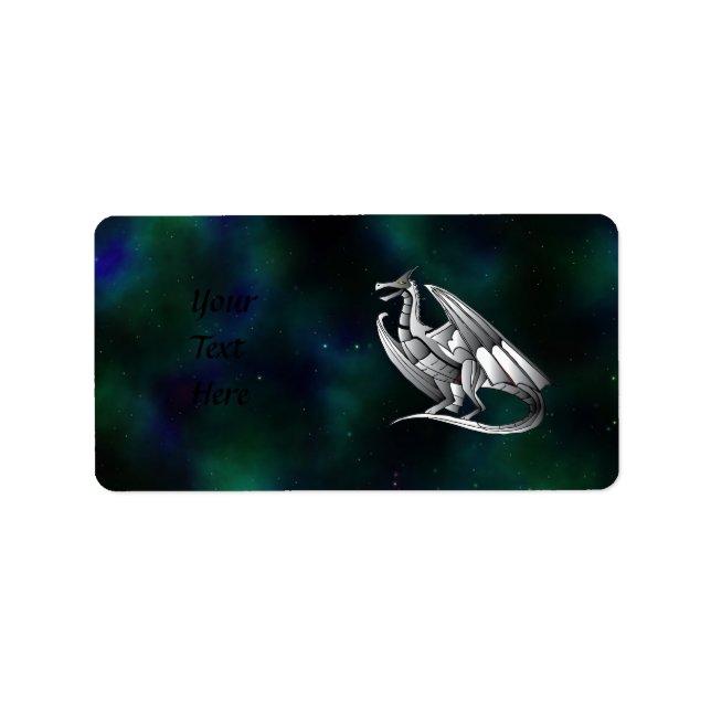 Silver Metallic Dragon Adressetikett (Framsidan)