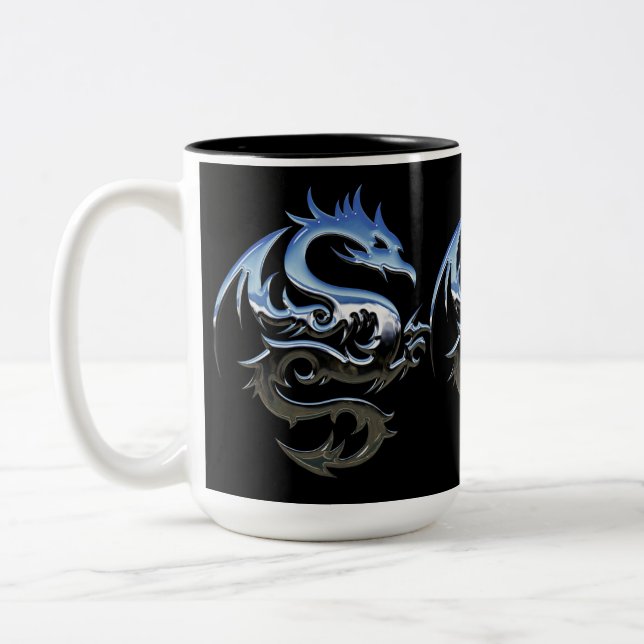 Silver Metallic Dragon Två-Tonad Mugg (Vänster)