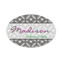 Silver Metallic Flowers och Gemstones Namn bricka