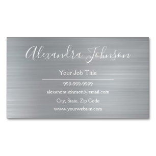 Silver Metallic Foil Modern Professionell Magnetiska Visitkort