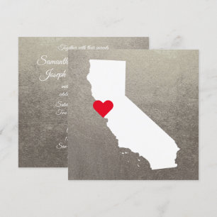 Silver Metallic Foil White California Bröllop Inbjudningar