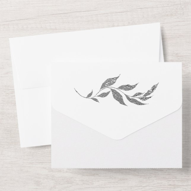 Silver Metallic Foliage Simple Bröllop allt i ett (Back)