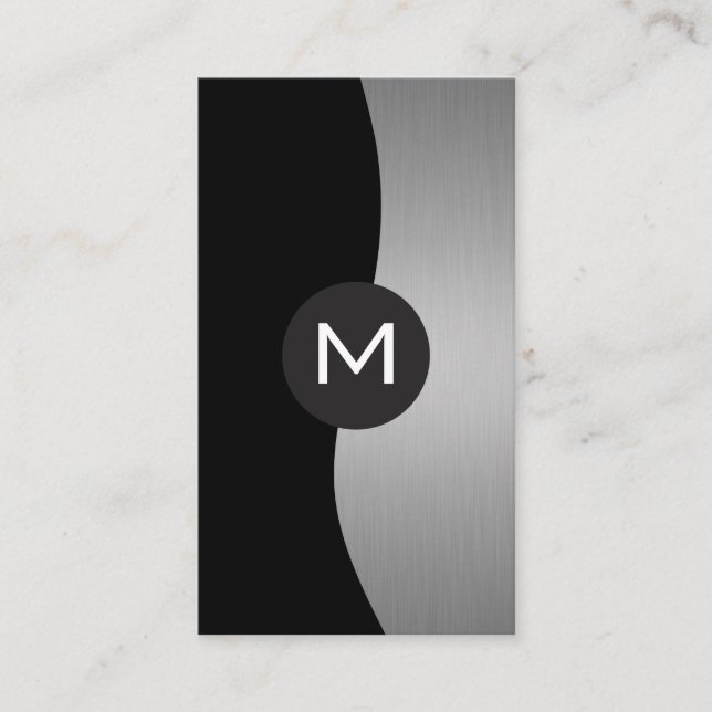 Silver Metallic Luxe Monogram Visitkort (Framsida)