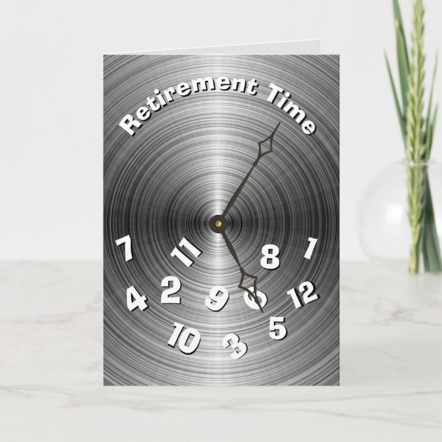 Silver Metallic Pension Clock Kort (Framsida)