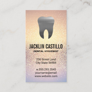 Silver Metallic Tooth TANDVÅRD Shimmer Visitkort