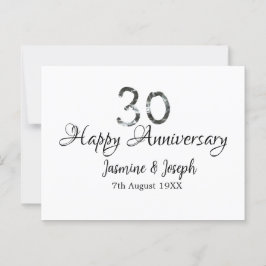 Silver Metallisk 30-års Gläd dig åt årsdagen lägg  Vykort