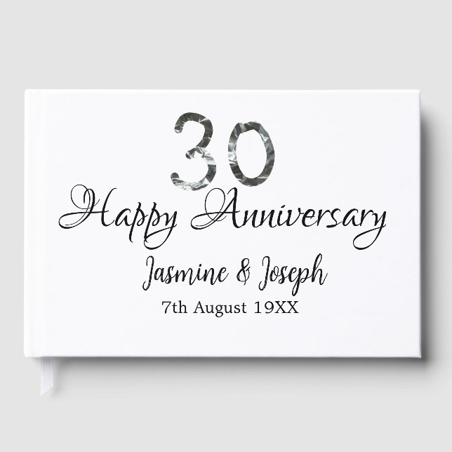 Silver Metallisk 30-års Gläd dig på årsdagen lägg  Gästböcker (Framsida)