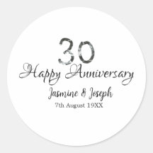 Silver Metallisk 30-års Glädjande årsdag lägg till