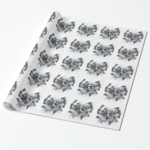 Silver Metallisk Båge Falska Gnistor Presentpapper