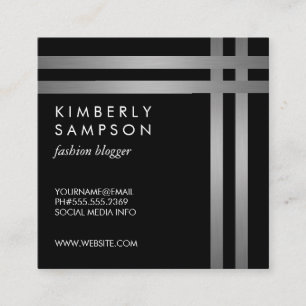 Silver Metallisk Dubbla - trim BW Fyrkantigt Visitkort