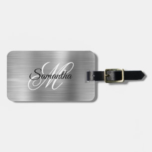 Silver Metallisk Fancy Monogram Bagagebricka