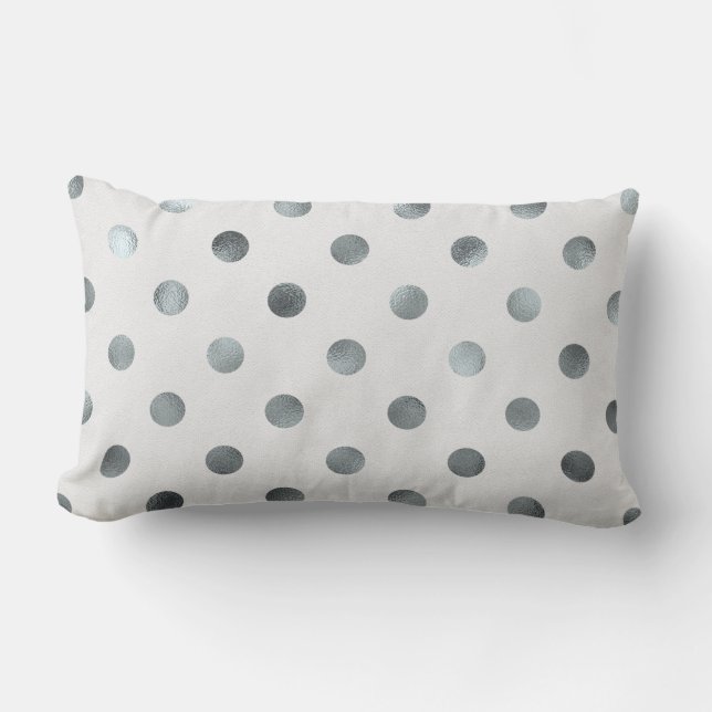Silver metallisk faux foil Large Polka Dot Grått Lumbarkudde (Framsida)