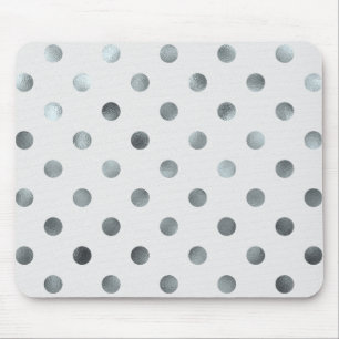 Silver metallisk faux foil Large Polka Dot Grått Musmatta