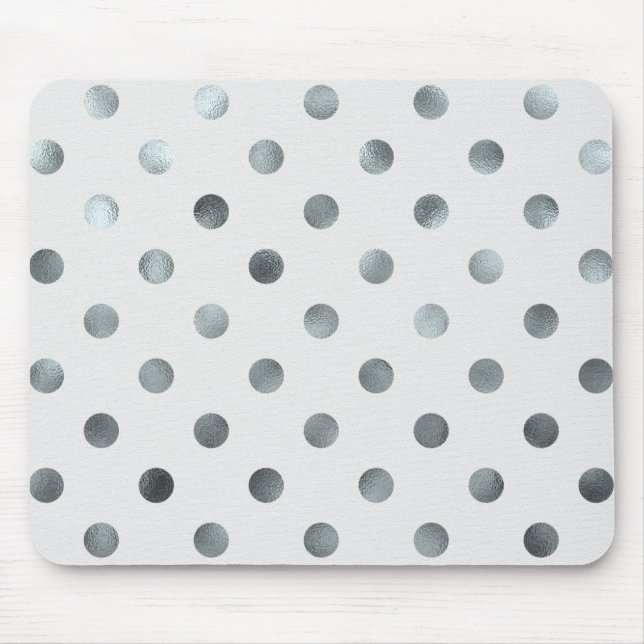 Silver metallisk faux foil Large Polka Dot Grått Musmatta (Framsidan)