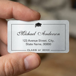 Silver Metallisk Studentmössa Student Adressetikett