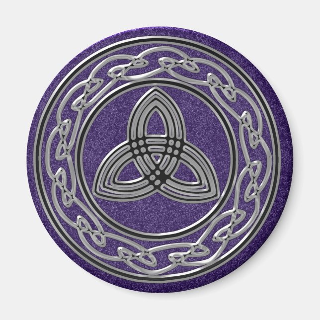 Silver, metalliska keltiska hjulknop och trehet magnet (Framsidan)