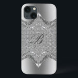 Silver metallliknande utseende med diamanter Mönst<br><div class="desc">Silver ser glansig metallisk ut med diamanterna mönster 2. Anpassningsbar och valfritt monogram.</div>