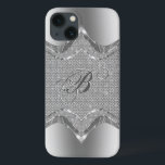 Silver metallliknande utseende med diamanter Mönst<br><div class="desc">Silver ser glansig metallisk ut med diamanterna mönster 2. Anpassningsbar och valfritt monogram.</div>