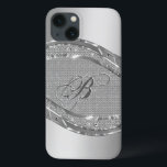 Silver metallliknande utseende med diamanter Mönst<br><div class="desc">Silver ser glansigt metalliskt ut ut med diamanter mönster. Anpassningsbar och valfritt monogram.</div>