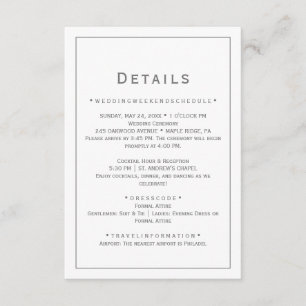 Silver Minimalistisk Bröllopsdetaljkort Tilläggskort