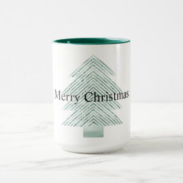 Silver Mint Julgran Glitter Rand Mugg