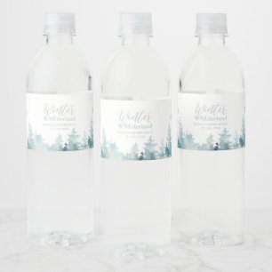 Silver & Mint Vinter Värld 1-års Födelsedagsfest Vattenflaskor Etikett