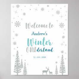 Silver Mint Winter Boy-Födelsedagsfestens välkomst Poster