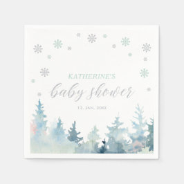 Silver & Mint Winter Wonderland Snö Baby Shower Pappersservett