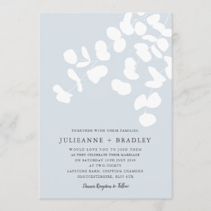 Silver Mist Eucalyptus Greenery Modern Bröllop Inbjudningar