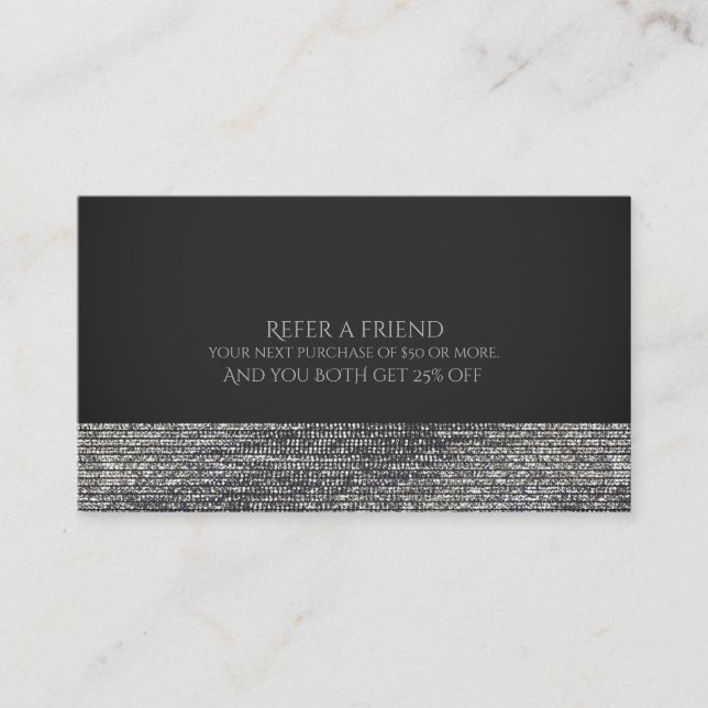 Silver Modern Glam Sequins Chic Referera en vän Rabattkort (Framsida)