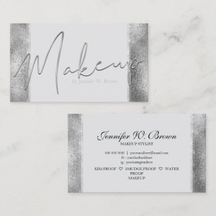 Silver Modern Makeup läppar elegant lyx Visitkort
